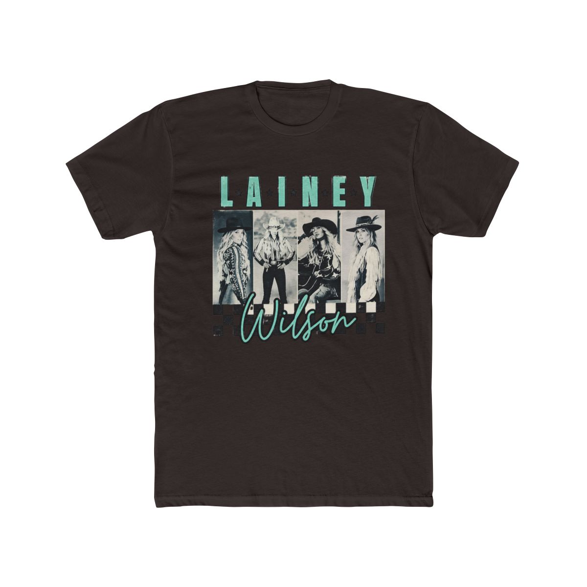 Lainey Wilson Teal Checkered Bleached Tee - alternate angle 2, merchandise