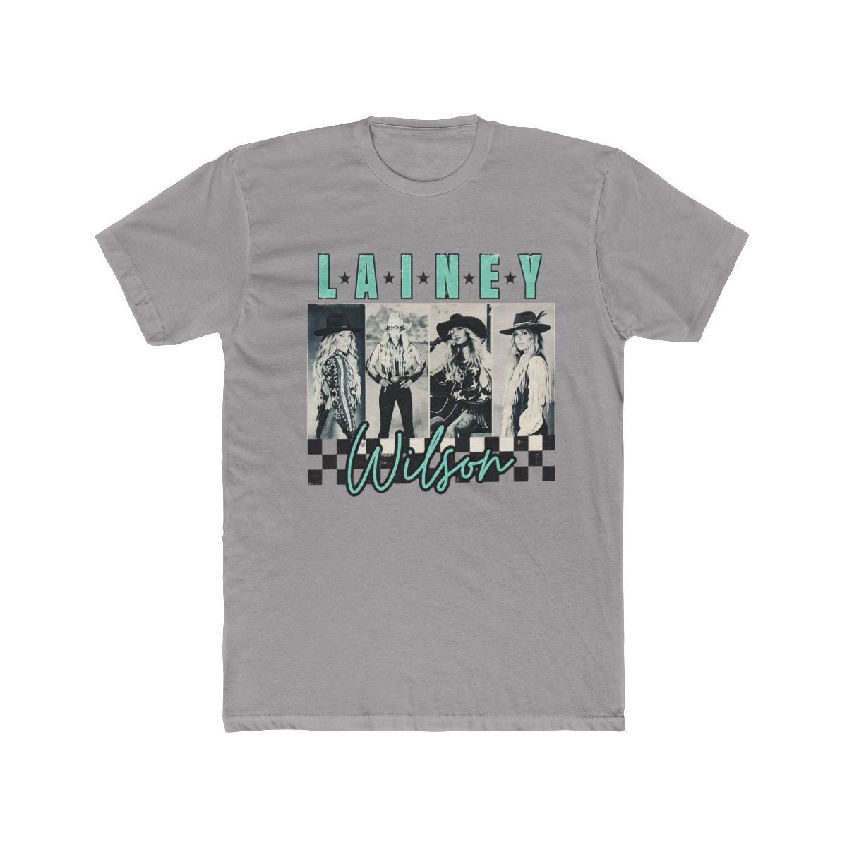 Lainey Wilson Teal Checkered Bleached Tee