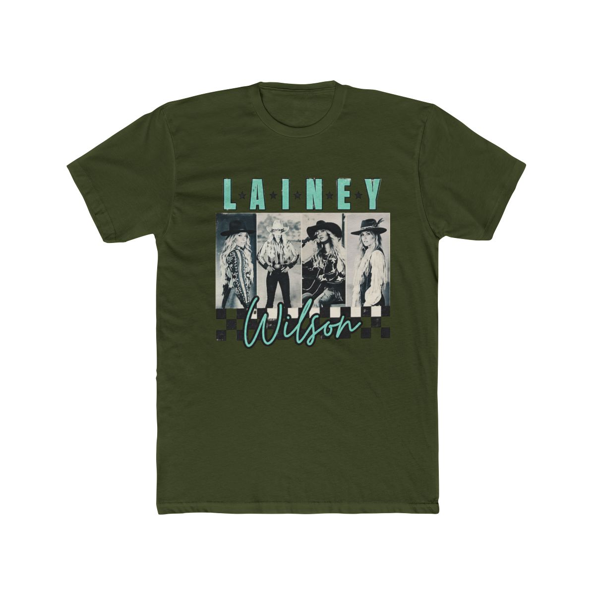 Lainey Wilson Teal Checkered Bleached Tee - alternate angle 5, merchandise