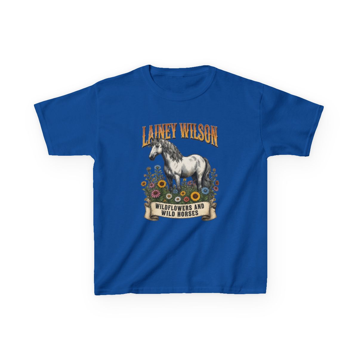 Lainey Wilson Wildflowers and Wild Horses Kids T-Shirt - alternate angle 3, merchandise