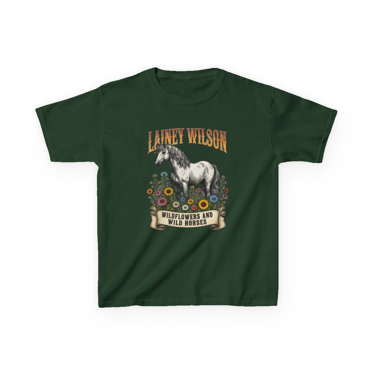 Lainey Wilson Wildflowers and Wild Horses Kids T-Shirt