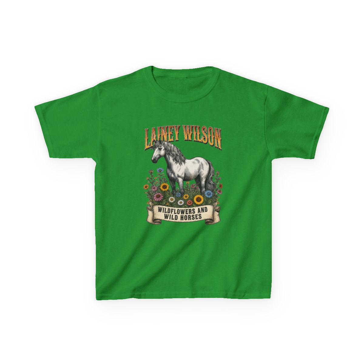 Lainey Wilson Wildflowers and Wild Horses Kids T-Shirt - alternate angle 2, merchandise