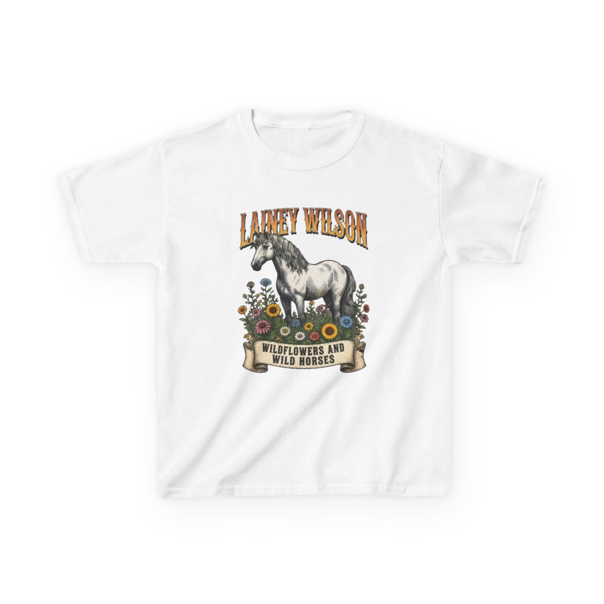 Lainey Wilson Wildflowers and Wild Horses Kids T-Shirt