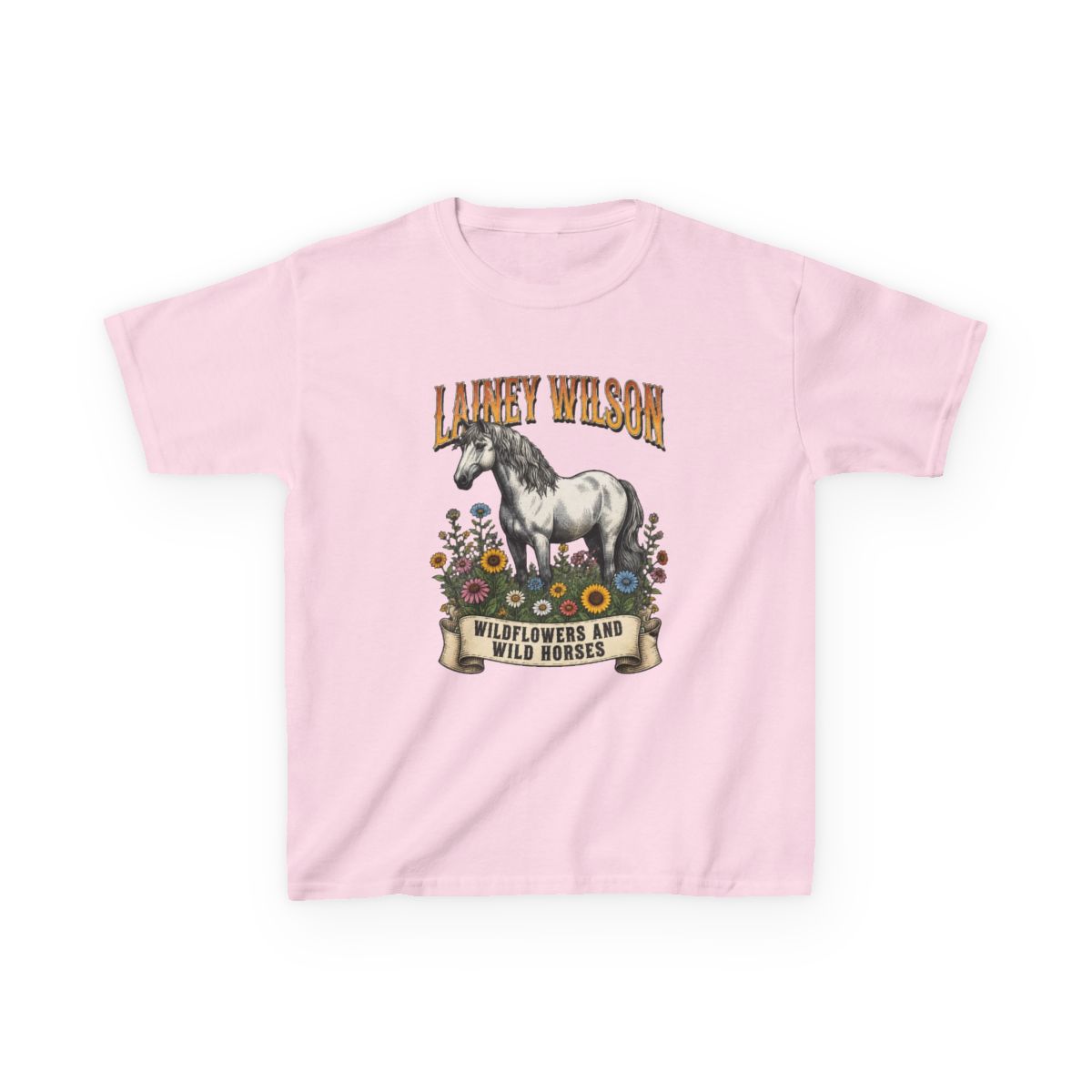 Lainey Wilson Wildflowers and Wild Horses Kids T-Shirt - alternate angle 3, merchandise